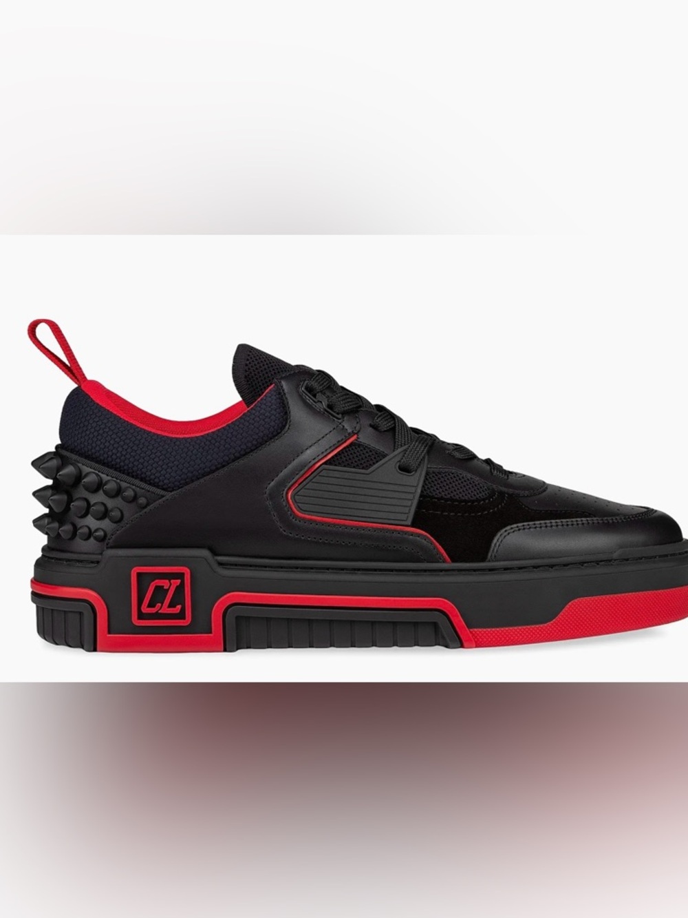 Christian Louboutin Black and Red Low-Top Sneakers